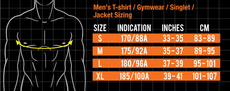 Private Structure Gym Wear Size Chart